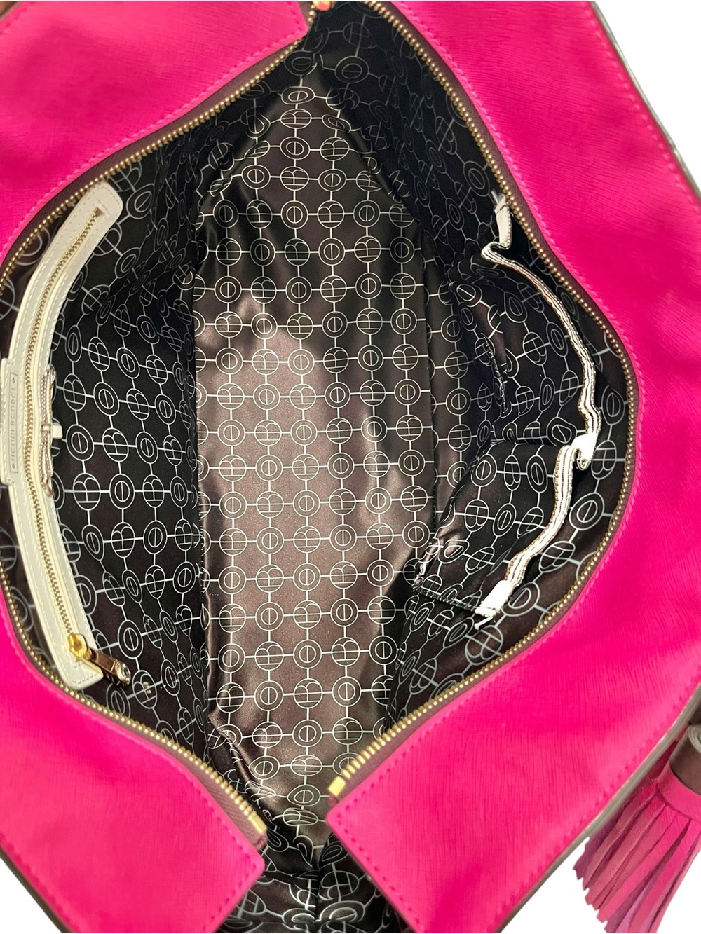 Henri Bendel West 57th Wine/Pink Saffiano Leather Tote & Matching Wallet NWOT - Picture 14 of 14